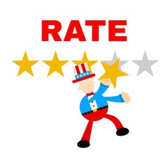 Uncle sam america people man review star rate cartoon doodle flat design style vector illustration