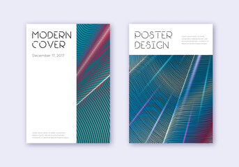 Minimal cover design template set. Red white blue abstract lines on dark background. Decent cover design. Ravishing catalog, poster, book template etc.