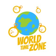 world time zone concept cartoon doodle flat design style vector illustration 