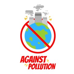against stop pollution factory cartoon doodle concept flat design style vector illustration