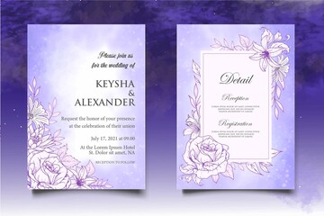 Naklejka na ściany i meble Elegant wedding invitation template set with beautiful roses