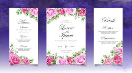 Fototapeta na wymiar Elegant wedding invitation template set with beautiful roses