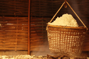 Production of mountainous, Bo Kluea (natural salt pond), (Sin-tao salt) Ancient salt making from...
