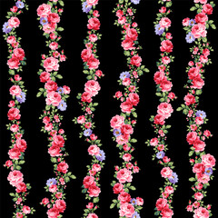 Beautiful rose vertical stripe seamless pattern,