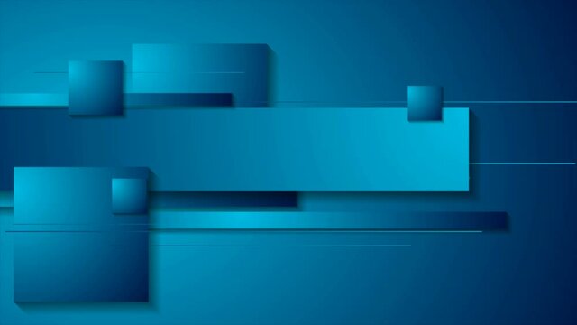 Bright blue abstract motion design with geometric stripes and squares. Seamless looping. Video animation Ultra HD 4K 3840x2160