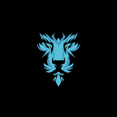 Blue Lion Face Logo Illustration