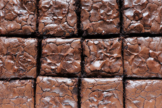 Top view, Homemade dark chocolate fudge brownies cake.