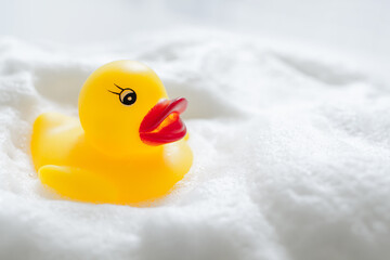 アヒルのおもちゃと石鹸の泡　入浴イメージ