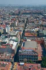 Obraz premium Zocalo Constitution Square and Avenida Francisco Madero Avenue aerial view, from Torre Latinoamericana, Mexico City, Mexico. Historic center of Mexico City is a World Heritage Site.