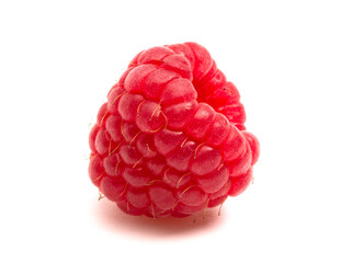 Macro View of Raspberries on a White Background