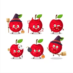 Fotobehang Halloween expression emoticons with cartoon character of cherry © kongvector