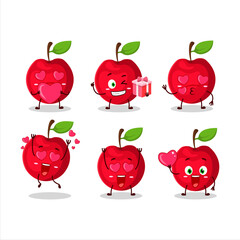 Cherry cartoon character with love cute emoticon