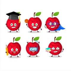 Fotobehang School student of cherry cartoon character with various expressions © kongvector