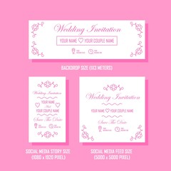 Wedding invitation banner with different size. Easy to edit with vector file. Can use for your creative content. Especially for banner template design.