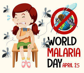 Fototapeta premium World Malaria Day logo or banner with mosquito sign