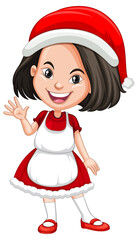 Cute girl in christmas costume cartoon character