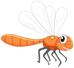 Cute dragonfly cartoon character isolated on white background