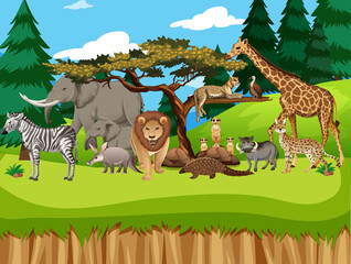 Gruppe wilder afrikanischer Tiere in der Zooszene © blueringmedia
