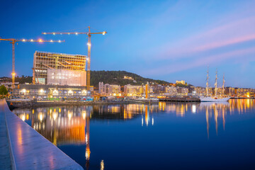 Fototapeta na wymiar Oslo downtown city skyline cityscape in Norway