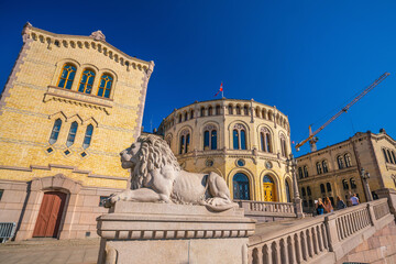 Fototapeta na wymiar View of the norwegian parliament in Oslo