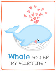 A Simple Vector of Cute Whale for the Valentine Card
