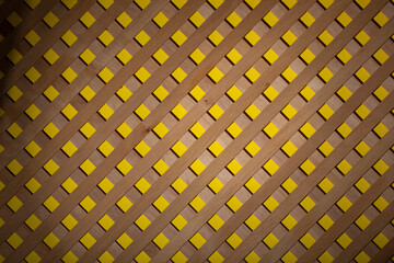 Texture of decorative wooden lattice with colored background