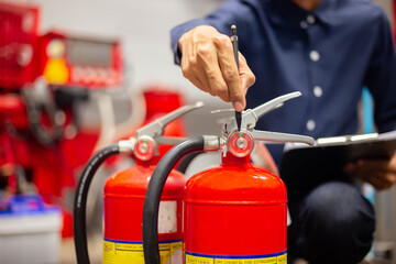 Engineer checking Industrial fire control system,Fire Alarm controller, Fire notifier, Anti...