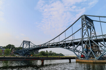 Fototapeta na wymiar The Kaiser Wilhem bridge over the canal in Wilhelmshaven Germany