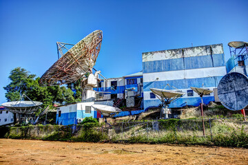 Telecommunications equipment on the hills of Castries in St. Lucia