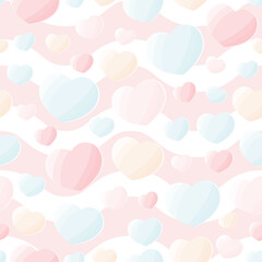 Colorful hearts on pink background seamless pattern