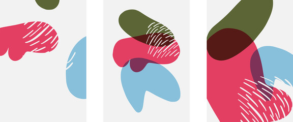 Hand drawn doodle shapes, wall art painting style, vector abstract background templates. A4 poster design or for covers, banners, flyers