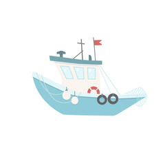 Fototapeta premium Fishing boat flat vector illustration