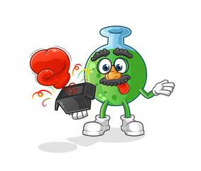 chemical glass prank glove in the box. cartoon mascot