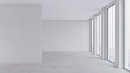 Empty gallery room for art show mockups.3d rendering