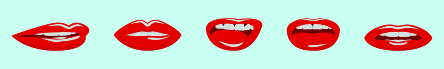 set of mouth cartoon icon design template with various models. vector illustration isolated on blue background
