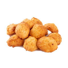 Isolated pile of curd biscuits on the white background