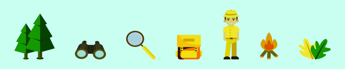 set of jungle explorer cartoon icon design template with various models. vector illustration isolated on blue background