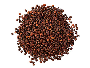 Roasted coffee beans on white background