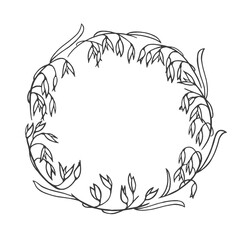 Hand drawn vector art of cereals ears wreath. 