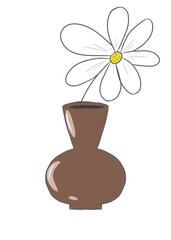 One small flower but with a lot of love. Chamomile daisy one piece in a clay vase