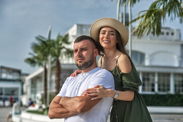 Obraz premium Young couple in love in the city . A man and a woman