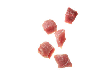 Raw meat slices isolated on white background