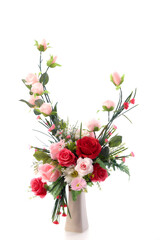 beautiful bouquet flower in vase on white