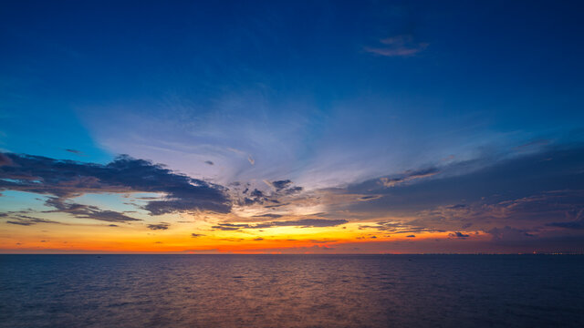 beautiful sunset on tropical sea at summer time from tilt-shift lens in full hd ratio
