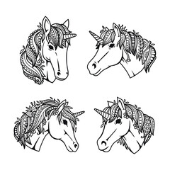 Set of unicorn decoration cutting design