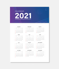 Modern 2021 calendar design template