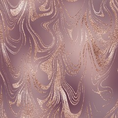 Seamless pink glitter luxury marble streaks on blurry background. High quality pattern design. Sparky repeat graphic swatch in rose gold. Trendy glamorous shimmering marbled rock motif.