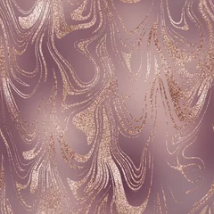 Foto op geborsteld aluminium Glamour stijl Naadloze roze glitter luxe marmeren strepen op onscherpe achtergrond. Patroonontwerp van hoge kwaliteit. Sparky herhalend grafisch staal in roségoud. Trendy glamoureus glinsterend gemarmerd rotsmotief.