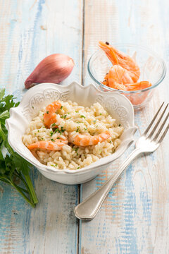 shrimp risotto with champagne wine