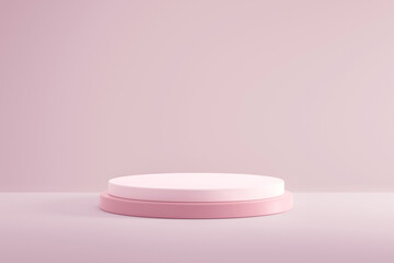 Pink product display or podium pedestal on advertising background with blank backdrops. 3D rendering.